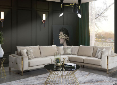 Corner sofa L-shape Sofa Couch Design Couches Upholstery Textile Corner Suite Beige